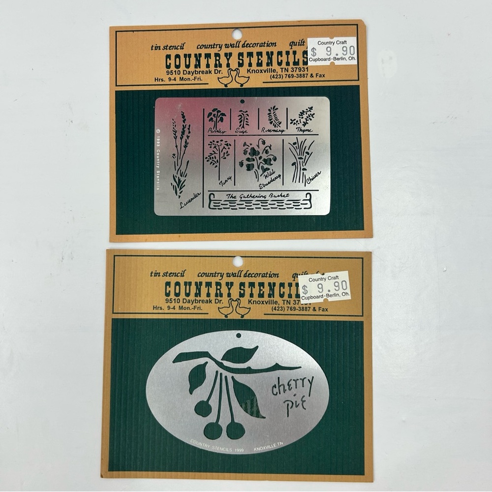 New Country Stencils Set with Herbs and Cherry Pie Designs